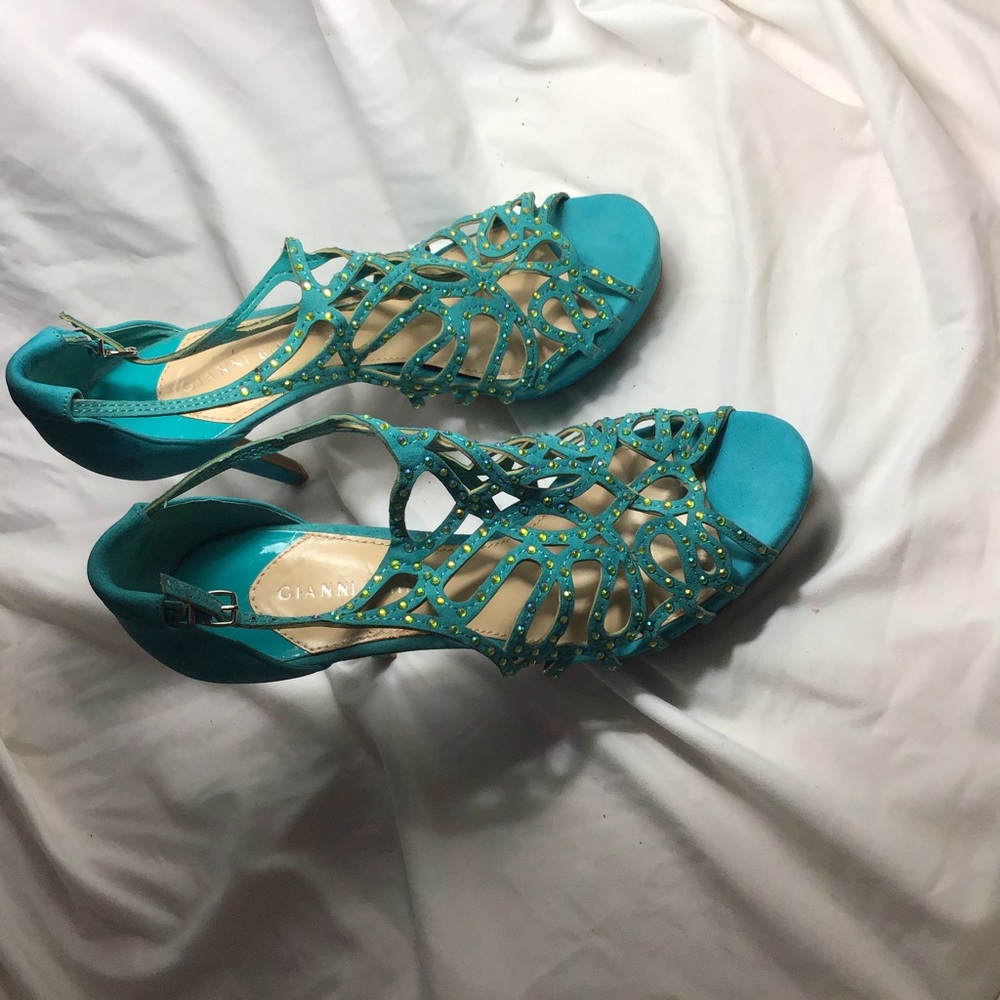 Strappy rhinestone 4” heels